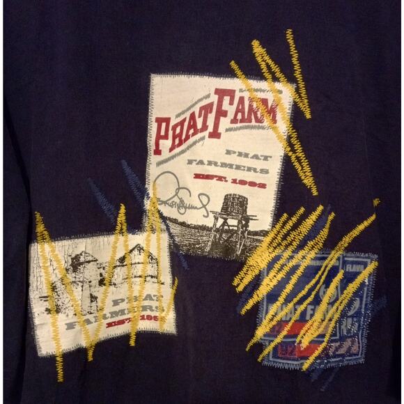 Vintage Phat Farm Patchwork Graphic Tee Made in USA Y2K Streetwear RARE SZ XXXL - Picture 3 of 6